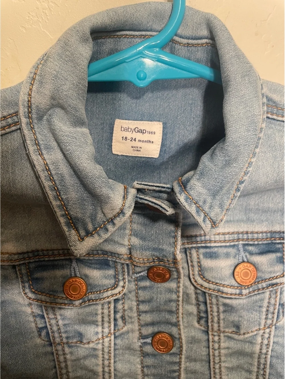 Baby-Gap Blue Denim Trucker Jacket for Toddlers 18-24 Months Mini Streetwear